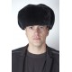 Black rex rabbit fur hat, Russian style